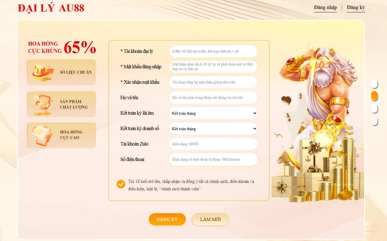 AU88 – NHÀ CÁI UY TÍN HÀNG ĐẦU, AU 88 LINK TRUY CẬP MỚI NHẤT 2026 32 Quy trình trở thành đại lý Au88 diễn ra vô cùng đơn giản.
